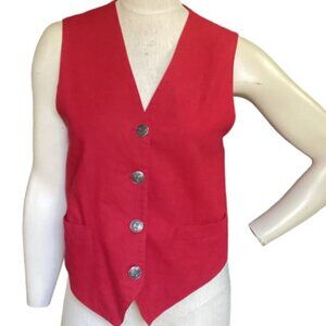VTG Roo Crossing Linen Cotton Vest Top Sz S Red 25Q